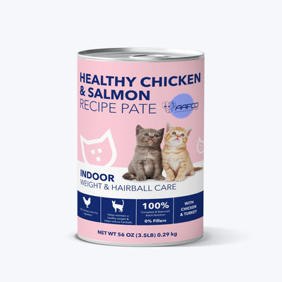 Healthy chicken & salmon recipe pate wet kitten food